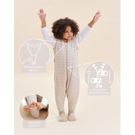 molis&co Baby Sleeping Bag with Feet and Socks, Ideal for Winter, Baby Sleep Sack with Legs, 2.5 TOG, 100% Cotton (OEKO-TEX 100), Premium Quality – Vichy Beige (70 cm)