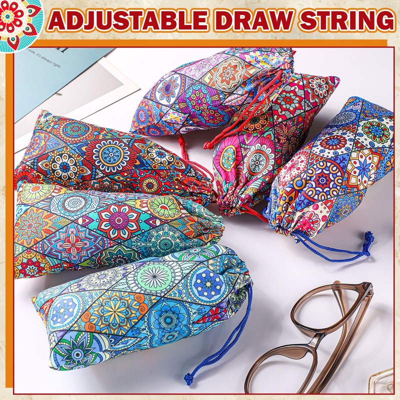 Shinylin 24 Pcs Sunglass Pouch Drawstring Microfiber Pouch Multicolor Soft