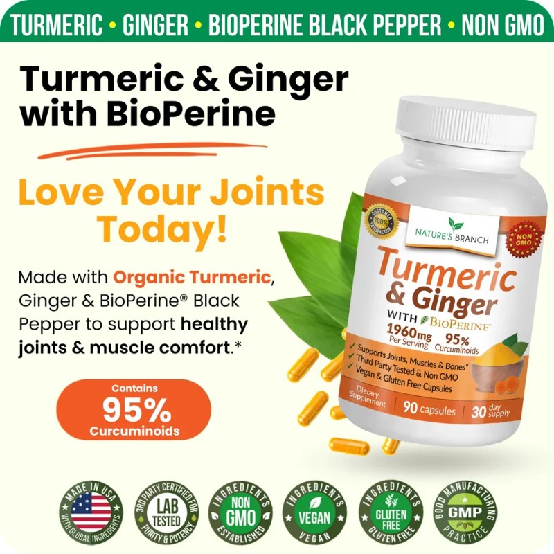 Nature's Branch Suplemento Cúrcuma Jengibre 90 Cápsulas