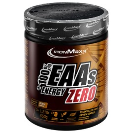 IronMaxx 100% EAAs + Energy Zero - Peach 500 g Tin | EAA Powder, Vegan and Sugar-Free with All 8 Essential Amino Acids | Fruity Taste, Free from Preservatives