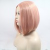 Pink Bob Synthetic Lace Front Wigs Narutal Straight Dark Roots