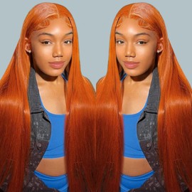 kocorose 30 Inch Ginger Orange 5x5 Lace Closure Wigs Human Hair Colored Straight Lace Front Wig 5x5 HD Front Wigs Human Hair Pre Plucked With Baby Hair Ginger Wig Human Hair Lace Front Wigs for Women