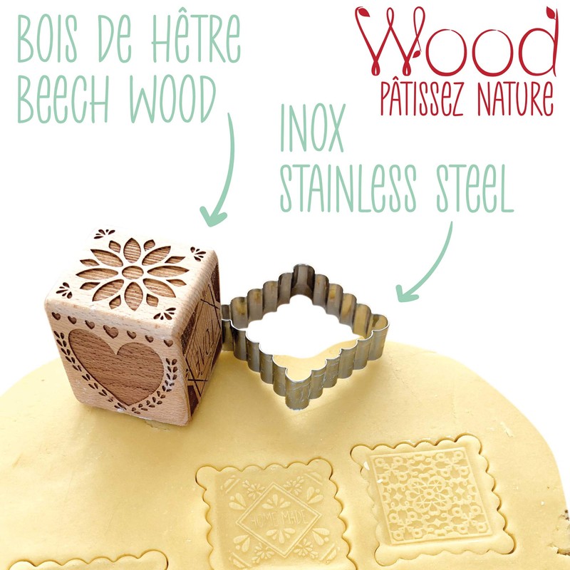 SCRAP COOKING 5139 Wooden Decorative Stamp for Pastry with 1