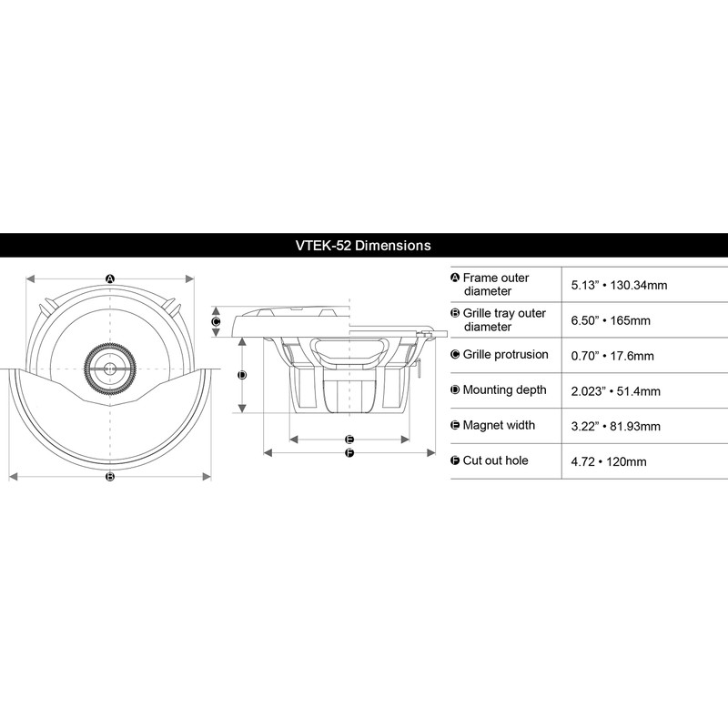Earthquake Sound VTEK-52Xi 400W 5.25-inch 2-Way Coaxial Speakers with PistonMax