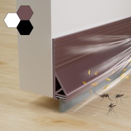 39" Door Draft Stopper for Bottom of Door with Brush,Strong Adhesive Under Door Sweep for Exterior & Interior,Soundproof Door Gap Filler Bottom Seal Dust Blocker and Noise Stopper,Brown