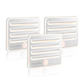 EverBrite Motion Sensor Night Lights, LED Soft Warm Light, Battery Powered Auto Stick-On Night Light for Bedroom, Bathroom, Stair, Closet, 9 AA Batteries Included(3 Pack)