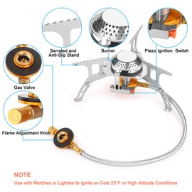 WADEO Camping Stove, Outdoor Portable Burner Cooking Stove Foldable Windproof Stove for Picnic Hiking