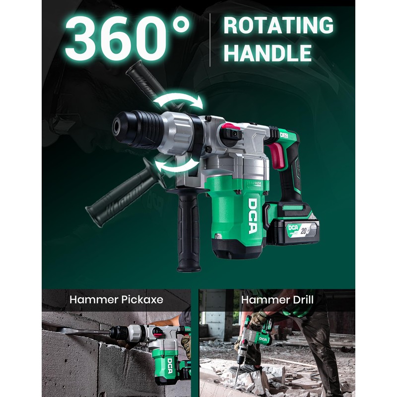 DCA 20V MAX Cordless Heavy Duty Rotary Hammer Drill, 4.5