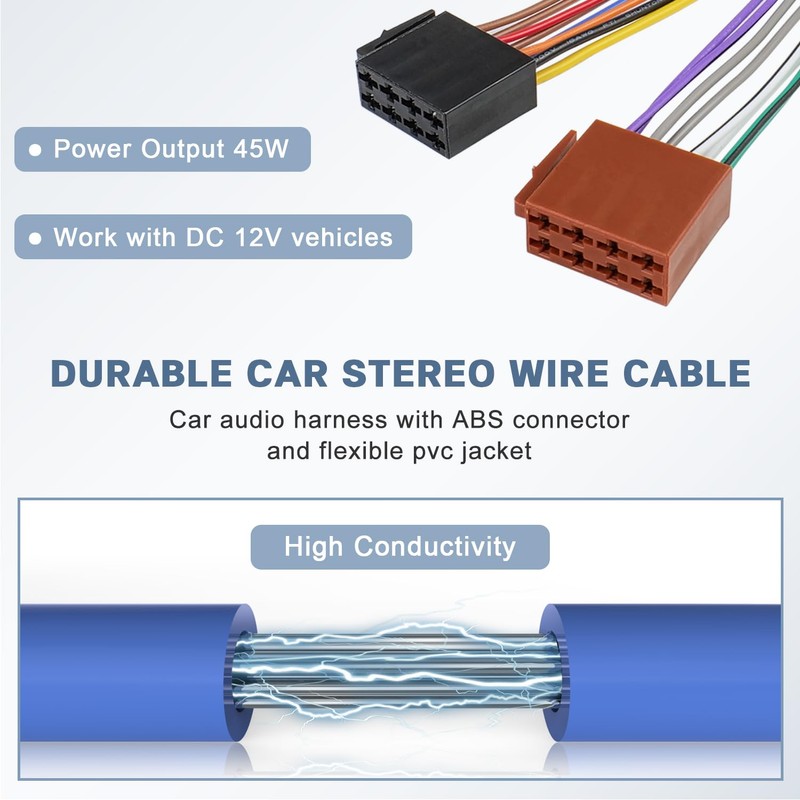Universal ISO Car Radio Stereo Wiring Harness Adapter, Car Audio