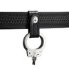 Handcuff Strap Black Leather Basketweave, Silver Snap, 3.5