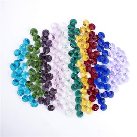 H&D 14mm 100pcs Colorful Crystal Octagon Beads, Ideal for Jewelry Making, Chandelier Crystals DIY Parts, Chandelier Replacements,Arts Crafts