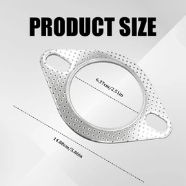 Rebvugr 2PCS Car Exhaust Gasket, Exhaust Flange Gasket, 2-Bolt 2.5 Inch Sealing Flange Pad Replacement, Auto Standard High Temperature Catalytic Converter Muffler Rings for Truck SUV Car (2.5 Inch)