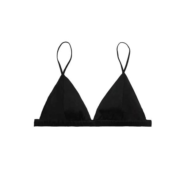 Carinaca 100% Pure Silk Bralette French Triangle Bra Soft Unpadded