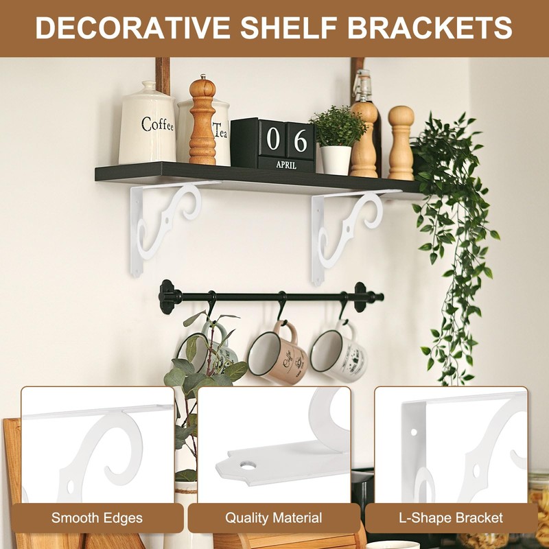 sourcing map 2 Pcs Decorative Shelf Brackets, 5" x 3"