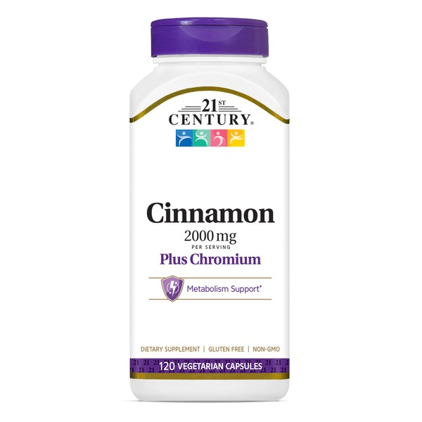 21st Century Cinnamon 2000 mg Per Serving Plus Chromium Vegetarian Capsules 120 count