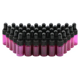 Newzoll Dropper Bottle Set 3ml Pink Glass Dropper Bottle With Black Rubber Cover Tapered Glass Droppers (Pack of 40)