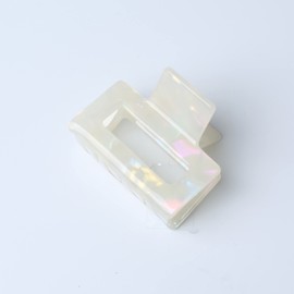 QinGoo Small White Square Hair Clip, Cute, Hair Clip, Stylish, Adult, Hair Accessory, Korean, Women's, 1 Piece (2.0 x 1.6 inches (5.2 x 4.2 cm), Colorful White)