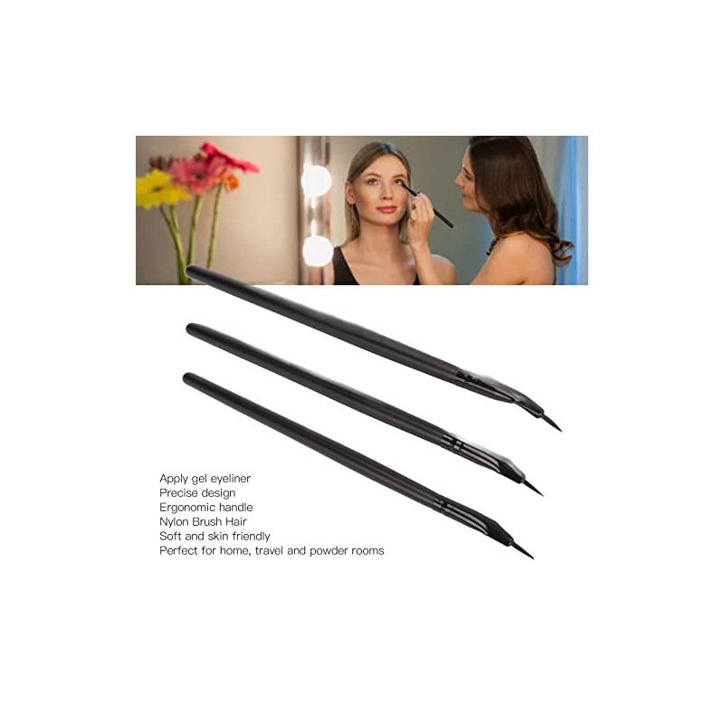 Bent Eyeliner Brush, 3pcs Pro Makeup Ultra Fine Angled Gel