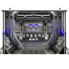 LYWYGG 8x6ft Spaceship Interior Photography Background Science Fiction Spacecraft Photography Background Space Station Photo Studio Props Vinyl CP-38-0806