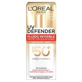 LOral Paris Protector solar facial FPS50 UV Defender Fluido Invisible Tono Medio, 40ml - Proteccin solar facial ultra ligero, -50 manchas y -30...    