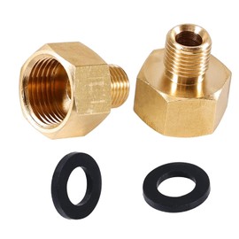 Gas Adapter, Pack of 2 Gas Hose Adapter, 1/2 Inch Female Thread Right to 1/4 Inch Male Left, Brass Gas Bottle Adapter for Gas Cooker, Camping Stove, Stool Cooker, Gas Stove, LPG Accessories (2 Pieces