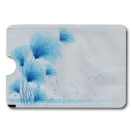 Minder® Designer RFID Blocking Anti Theft Secure Protector Sleeve Holder Wallet for Credit/Debit/ID/Oyster Cards - Prevent Fraud, Theft, Card Clash ~ As Seen On BBC (Blue Abstract)