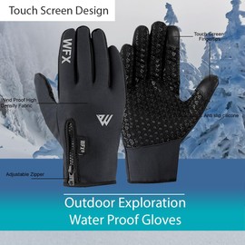 WESTWOOD FOX Cycling Gloves for Kids,Thermal Winter gloves for Boy Girl,Windproof,Anti-Slip,Touchscreen, Palm Grip, Full Finger Gloves for Cycling, Hiking, Mountain Biking, Running(L, GREY)