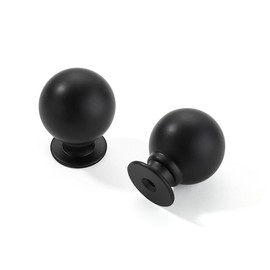 CABDM 2 Pack 1 Inch Vintage Ball Matte Black Cabinet Knobs Kitchen Cabinet Hardware Black Drawer Knobs Pulls for Drawers.