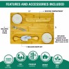 PandPal Bamboo Cheese Board with Knife, Bowl, Fork Set, Wood