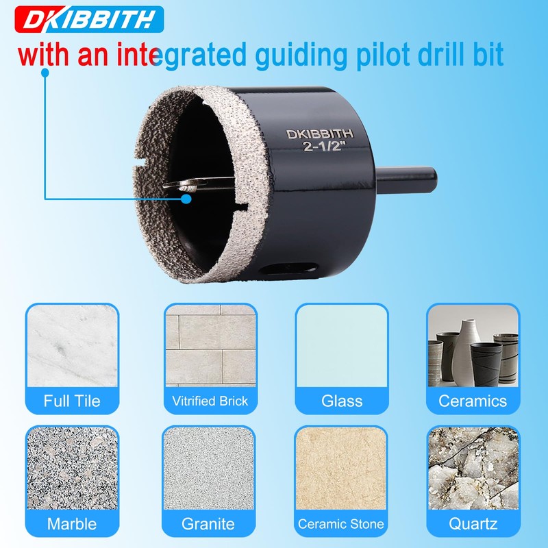 2-1/2" Diamond Hole-Saw Bits with Pilot Drill Bit - 2.5"