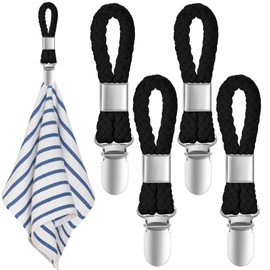 Pack of 4 Towel Clips for Hanging, Towel Clips with Loops, Towel Clip, Hook for Towels, Tea Towel Holder Clips (Black)