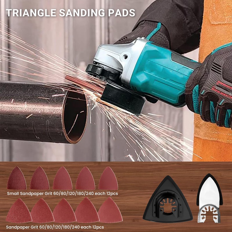 PETOX 159 PCS Oscillating Saw Blades with Sandpaper, Universal Titanium