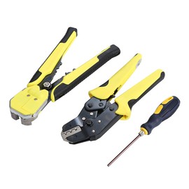 TOPWAY Wire Crimper Stripper Set, 4 in 1 Multifunctional Automatic 10-24 AWG (0.2~6.0mm²) 8 Inch Self-Adjusting Electrician Cable Wire Terminals Cutting Plier Crimping Tool Kit with Extra Dies 416504