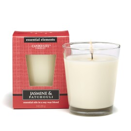 CANDLE-LITE Essential Elements 9-Ounce Boxed Jar Candle with Soy Wax, Jasmine and Patchouli