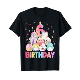 Happy 6th Birthday Squish Squad Mallow Girls Kids Cute T-Shirt