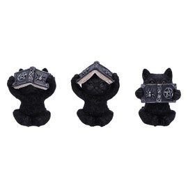 Nemesis Now Three Wise Spell Cats 8.5cm, Resin, Black, Three Wise Kitten Figurines, Occult Kittens Figurine Trio Set, Cat Merchandise, Cast in the Finest Resin, Expertly Hand-Painted