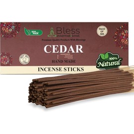 Bless-Cedar 100%-Natural-Handmade-Hand-Dipped-Incense-Sticks Organic-Chemicals-Charcoal-Free Purification-Relaxation-Positivity-Yoga-Meditation Best-Woods-Scent (500 Sticks(26 OZ))
