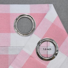 NATUS WEAVER Tier Curtains 30 inches Long Buffalo Check Gingham Plaid Kitchen Window Curtain Panels Bathroom Grommet Top Window Treatment 2 Panels Pink and White