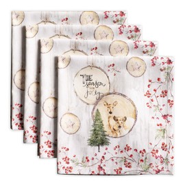 Maison d' Hermine Mountain Life 100% Cotton Soft and Comfortable Set of 4 Napkins Perfect for Family Dinners Weddings Cocktail Kitchen (20"x20")