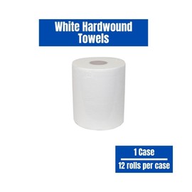 Commercial Hardwound Paper Towel Rolls, White 12 Pack, 8 Inch x 300 Feet, 1-Ply, 2 Inch Core, Fits Universal Dispenser