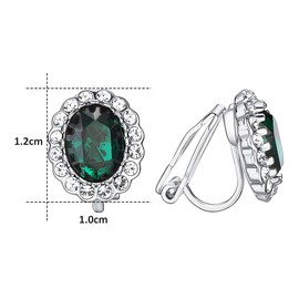 Vogem Green Clip-On Earrings for Women Without Pierced Ears Emerald CZ Zirconia Clip Earrings Hypoallergenic Wedding Fashion Jewellery, Alloy Steel