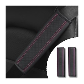 zipelo 2PCS Car Seat Belt Cover, Soft Shoulder Strap Covers Harness Pads, Safety Leather Seatbelt Comfort Driving Cushion Protect Your Neck and Shoulder Universal for Truck, Car, SUV (Black/Pink)