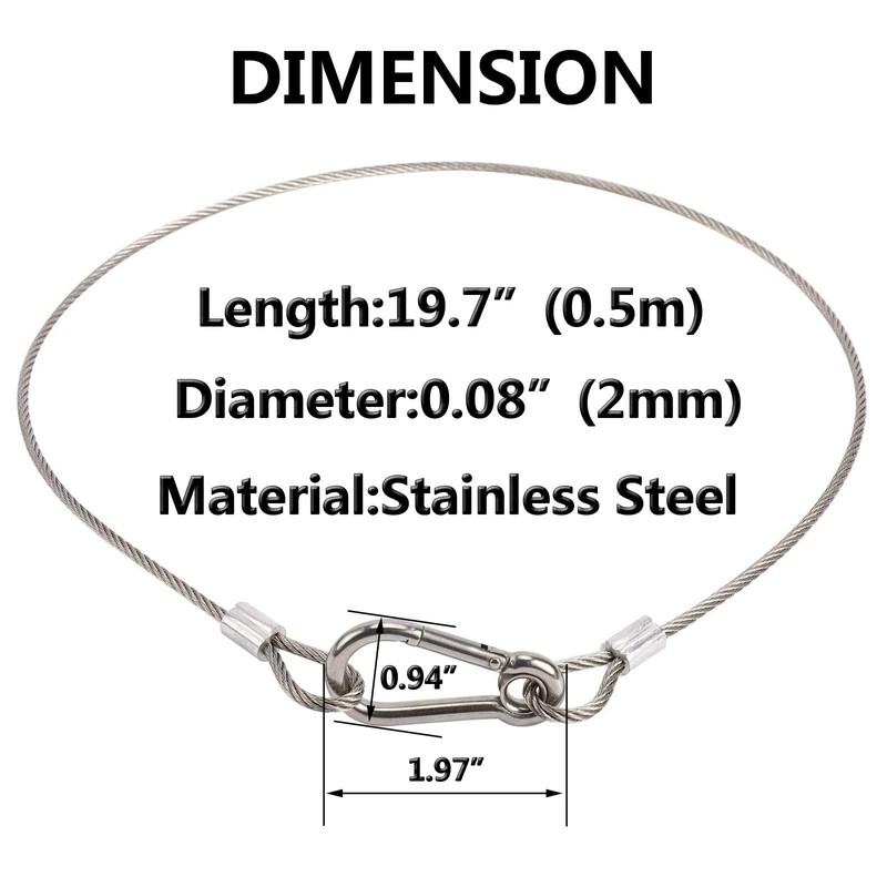 Safety Cable Lock, Stainless Steel Cable with Loops Heavy Duty