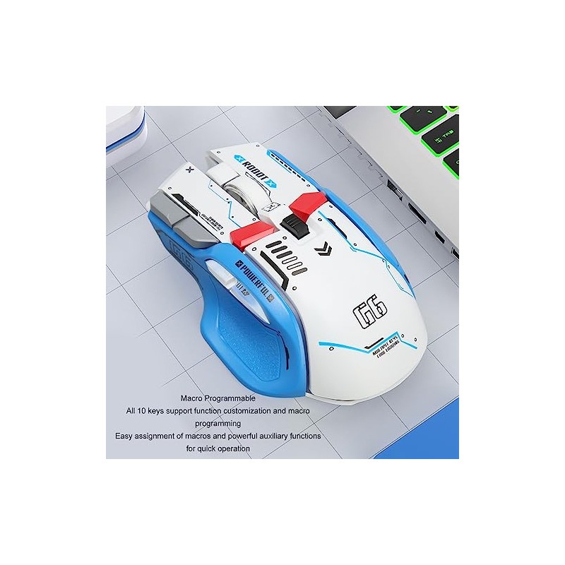 Goshyda Ratón Inalámbrico para Juegos, 2.4GCableBluetooth 3 Modos, 4000 dpi,