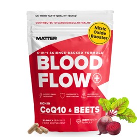 Blood Flow+ Nitric Oxide Booster Supplement - Beetroot, CoQ10, L-Citrulline & Pine Bark for Circulation, Heart Health & Blood Pressure Support - Beetroot for Energy & Stamina (90 Count (Pack of 1))