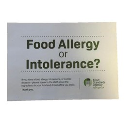 A4 FOOD ALLERGY AND INTOLERANCE'S - SIGN POSTERS x 2