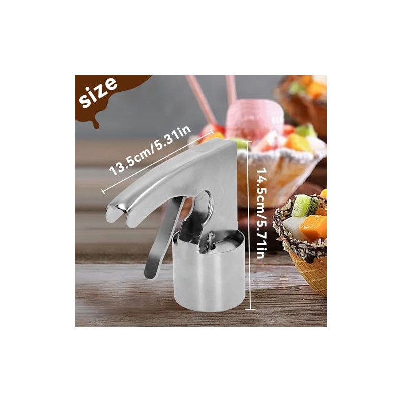 Cuchara para helado de 2 uds, cilíndrica de acero inoxidable,