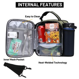 MIER Expandable Lunch Bag Insulated Lunch Box for Men to Work Travel Portable Lunchbox Bags with Shoulder Strap and Water Bottle Holder(Green)