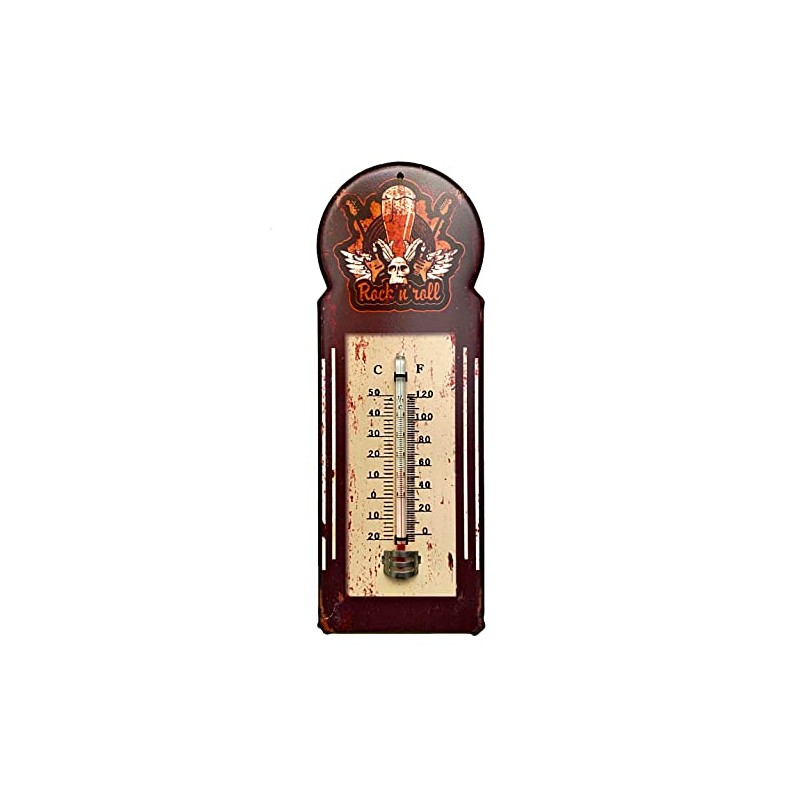 Crispe Analogue Indoor Outdoor Thermometer 'Rock 'n'roll' Metal 29 x