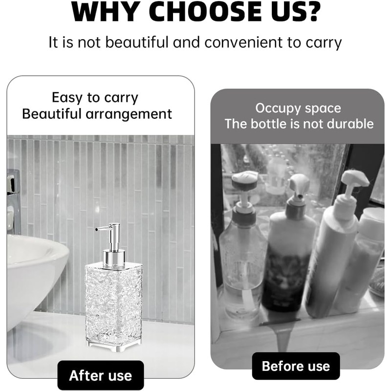 13.5 Oz Translucent White Plastic Soap Dispenser with Rust-Proof Pump,